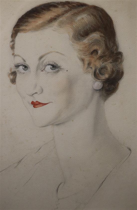 1930s English School, watercolour, portrait of a lady, dated 1933, 48 x 31.5cm